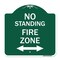 Signmission No Standing Fire Zone W/ Bidirectional Arrow, Green & White Aluminum Sign, 18" x 18", GW-1818-23587 A-DES-GW-1818-23587 - alternate 1
